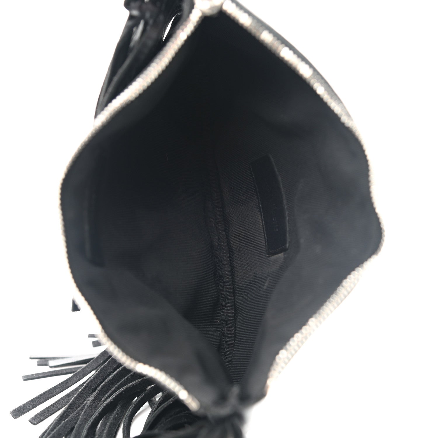 Saint Laurent Calfskin Monogram Fringe Pouch Black 5 of 13