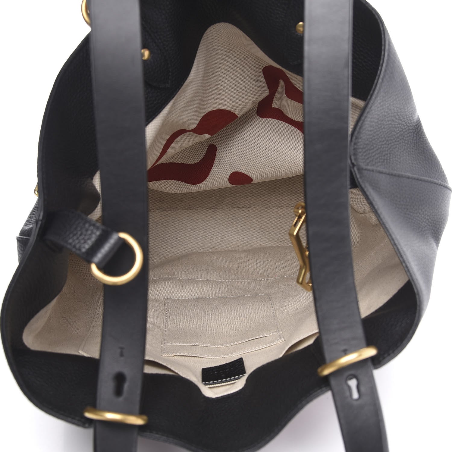 Gucci Calfskin Kingsnake Print Drawstring Backpack Black 4 of 9