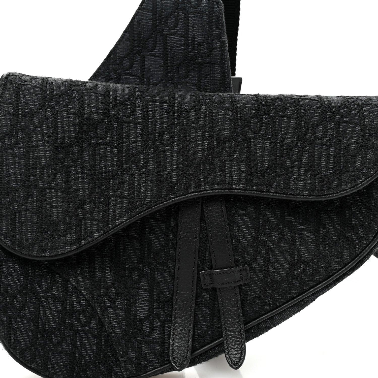 Christian Dior Oblique Mens Saddle Bag Black Blue 7 of 9