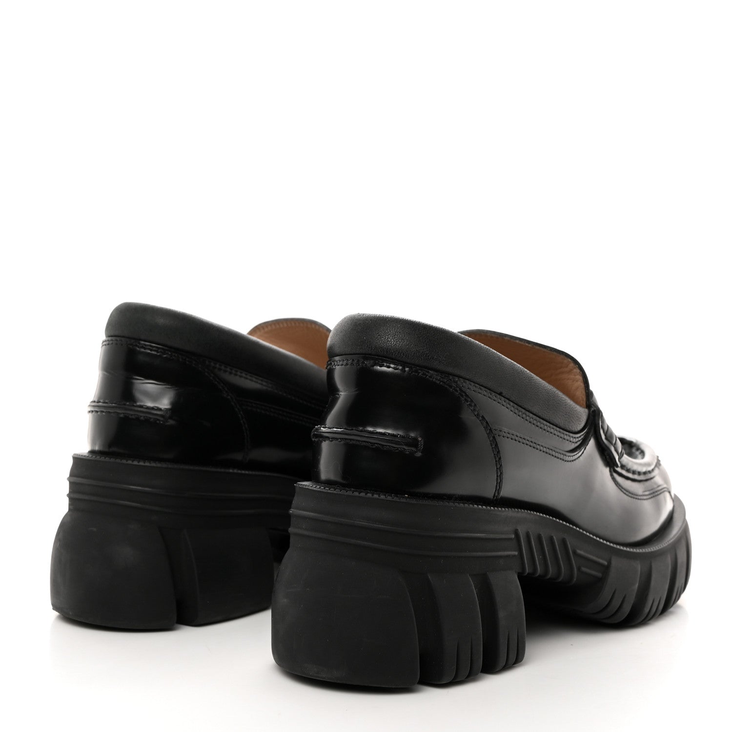Gucci Magnum Calfskin Nappa Samoa Womens Horsebit Platform Chunky Lug Sole 40mm Loafers 38 Black 4 of 11