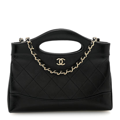 Chanel Shiny Crumpled Calfskin Quilted Nano 31 Shopping Bag Black 1 of 11