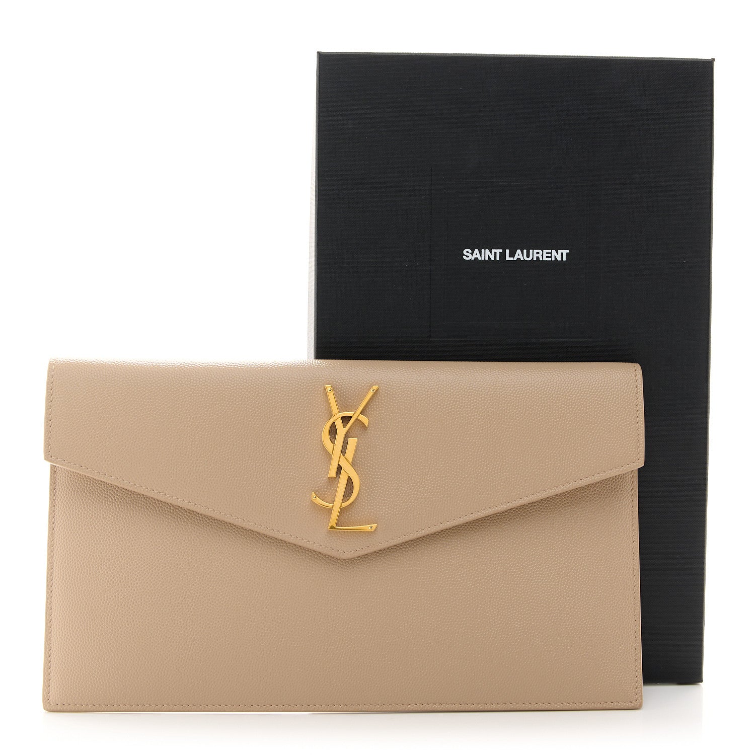 Saint Laurent Grain De Poudre Uptown Pouch Dark Beige 8 of 8