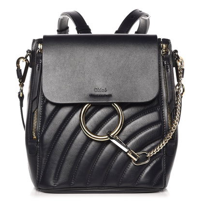 Chloe Calfskin Quilted Medium Faye Backpack Full Blue 1 of 7