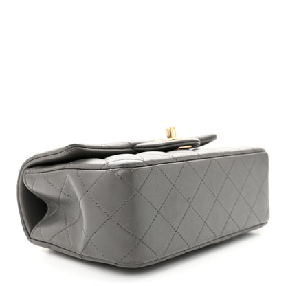 Chanel Lambskin Quilted Mini Top Handle Rectangular Flap Dark Grey 4 of 15