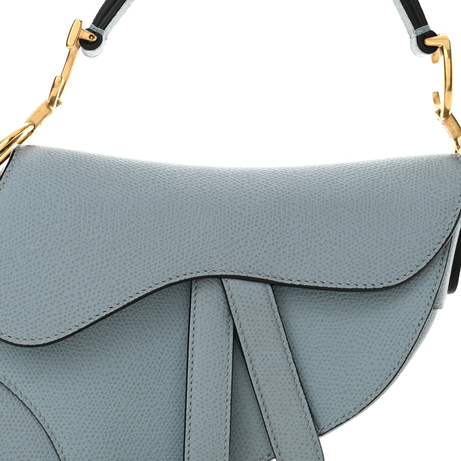 Christian Dior Grained Calfskin Mini Saddle Bag Sky Blue 8 of 10
