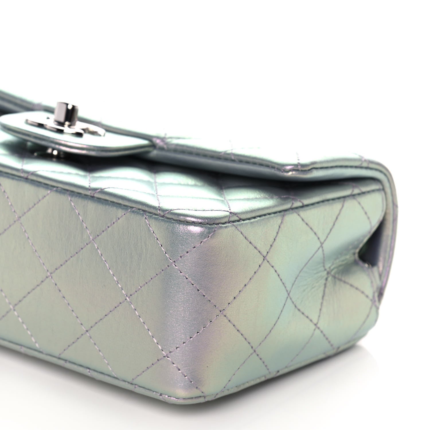 Chanel Iridescent Calfskin Quilted Mini Rectangular Flap Purple 10 of 11