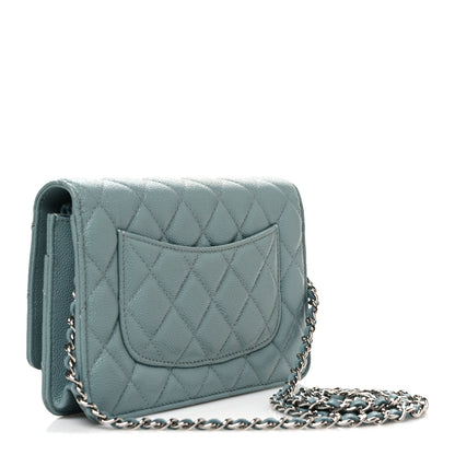 Chanel Caviar Quilted Wallet on Chain WOC Blue 3 of 12