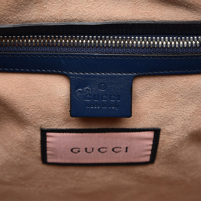 Gucci Calfskin GucciGhost Print Duffle Blue Agata Hibiscus Red 7 of 9