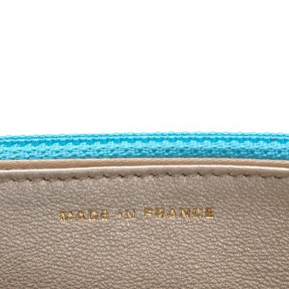 Chanel Lambskin Camellia Embossed Wallet On Chain WOC Turquoise 7 of 8