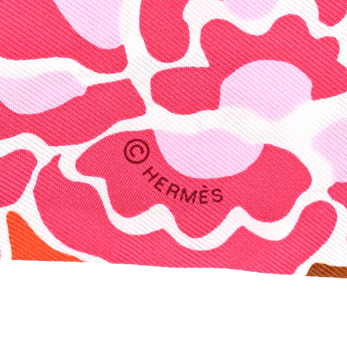 Silk Bingata Twilly Fuchsia Corail Brun