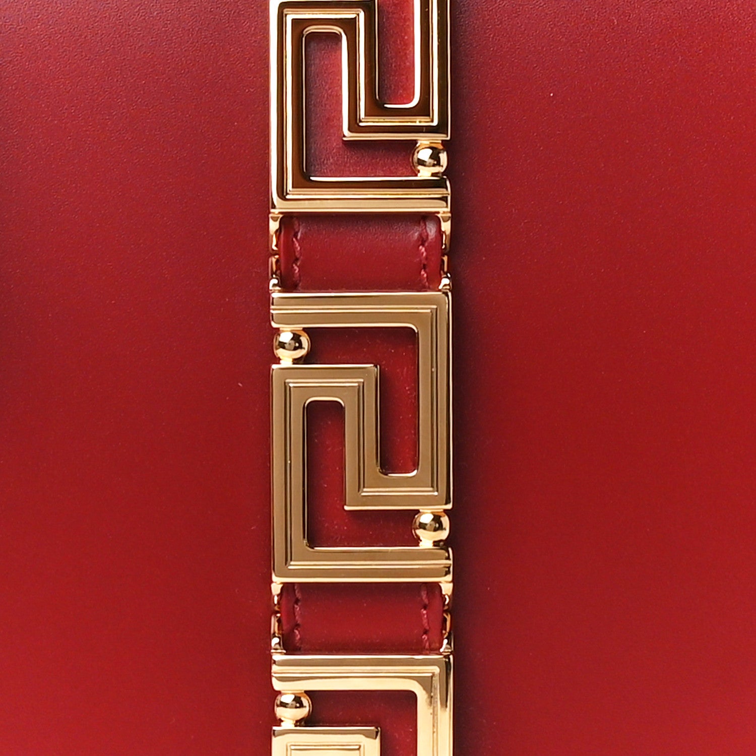 Versace Calfskin Large Greca Goddess Shoulder Bag Red 9 of 12