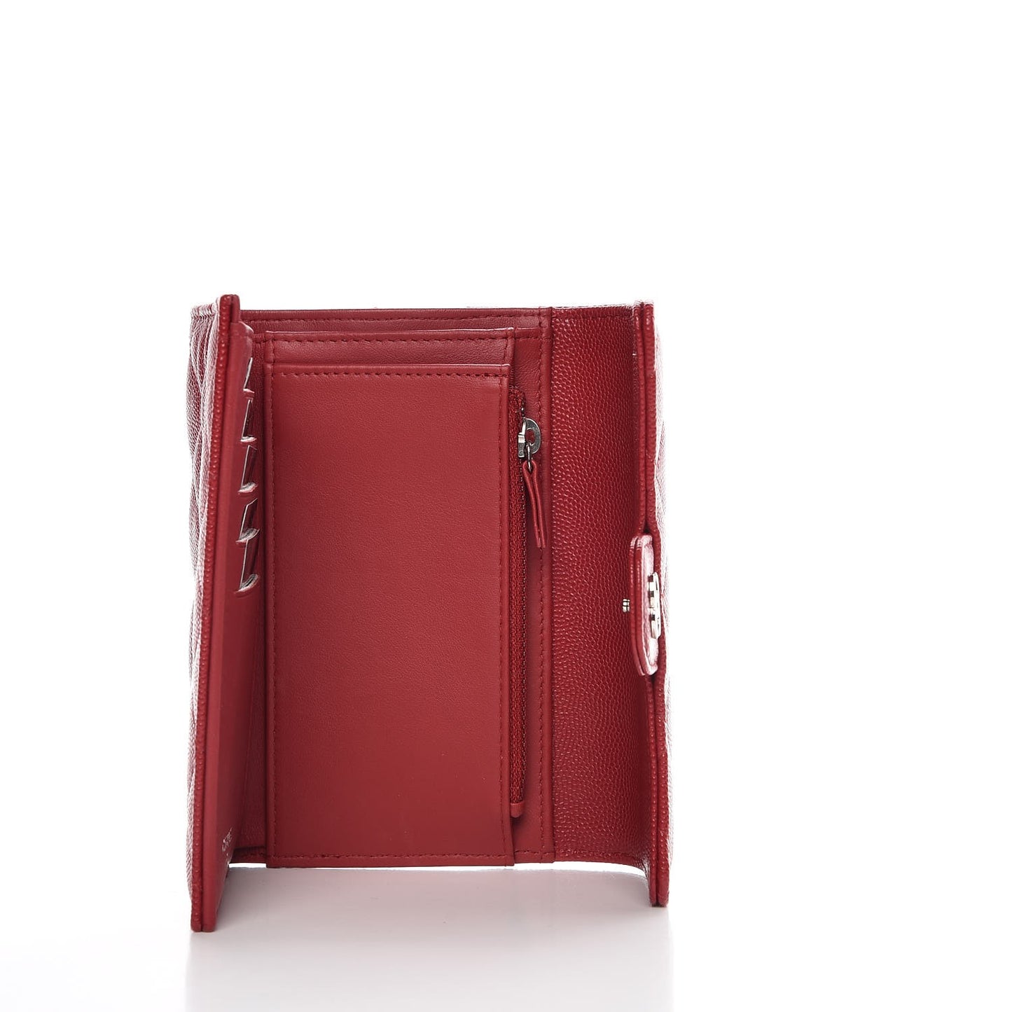 Caviar Quilted Medium Flap Wallet Dark Red