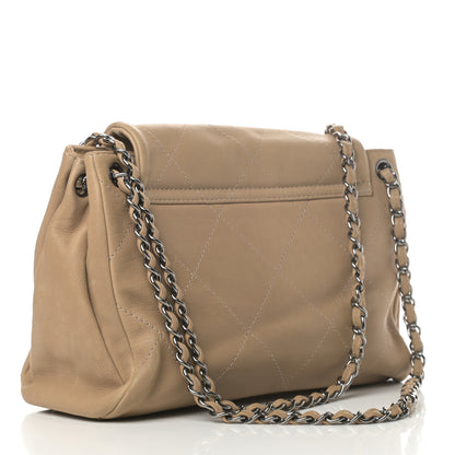 Chanel Washed Calfskin Quilted Large Hamptons Flap Bag Dark Beige 3 of 12
