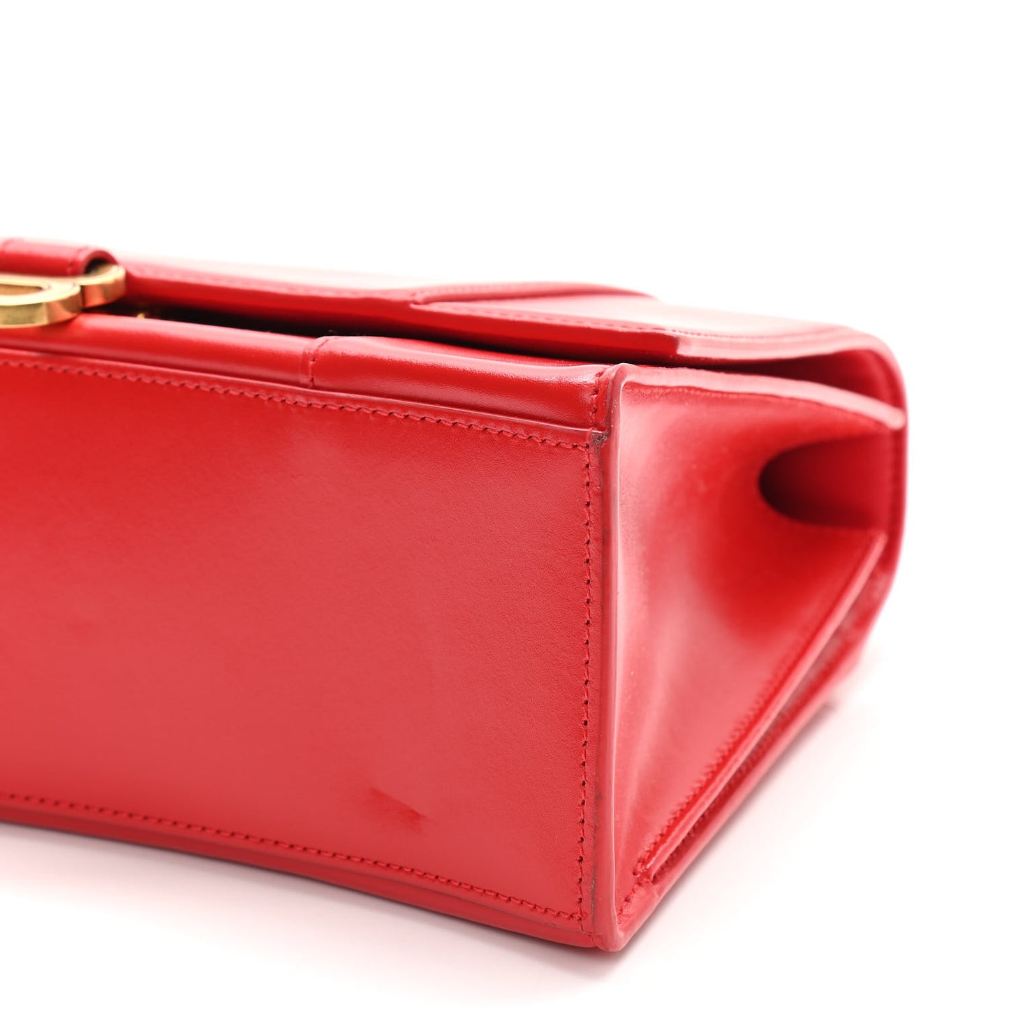 Shiny Box Calfskin Medium Hourglass Top Handle Bag Bright Red