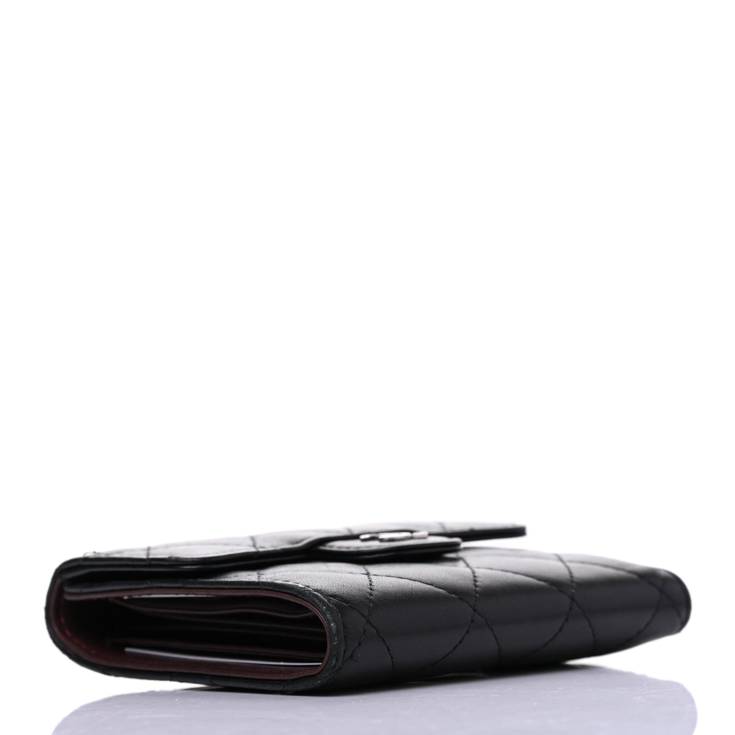 Lambskin Quilted Compact Flap Wallet Black