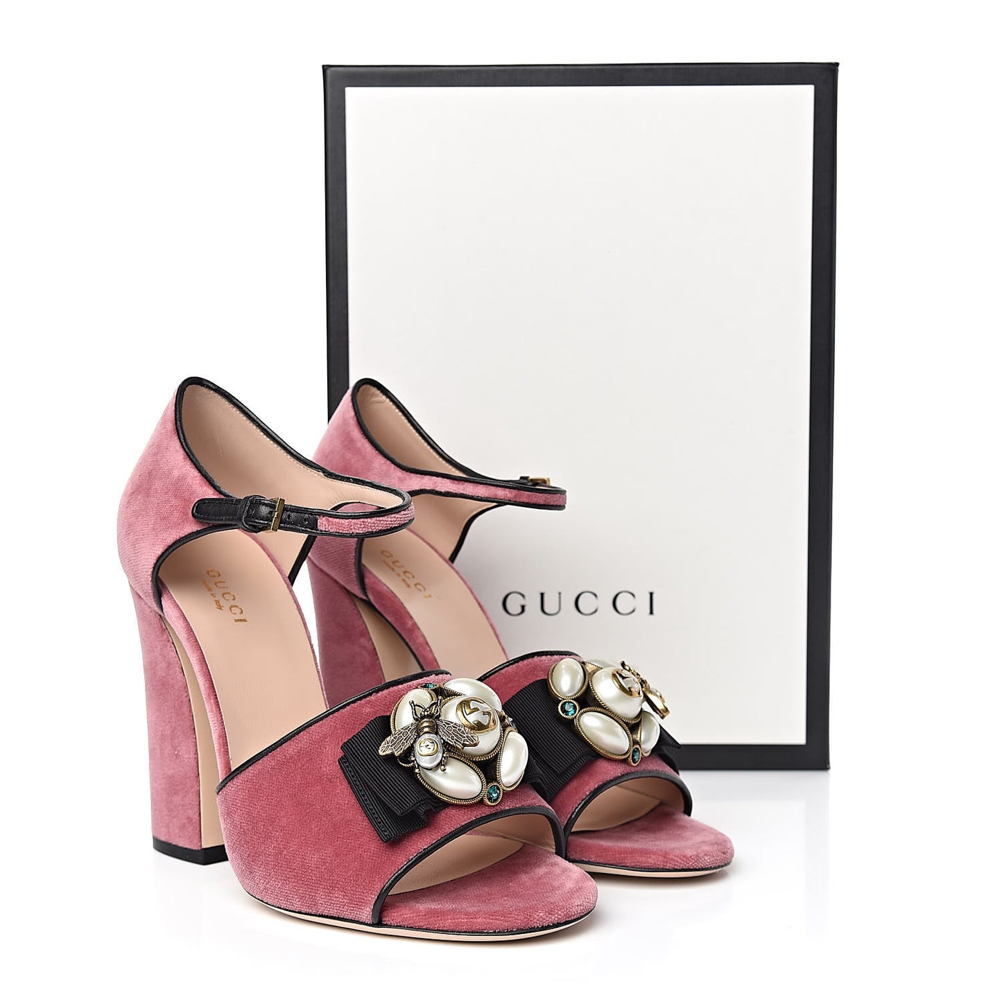 Velvet Pearl Bee Embellished Sandals 39.5 Tibet Red