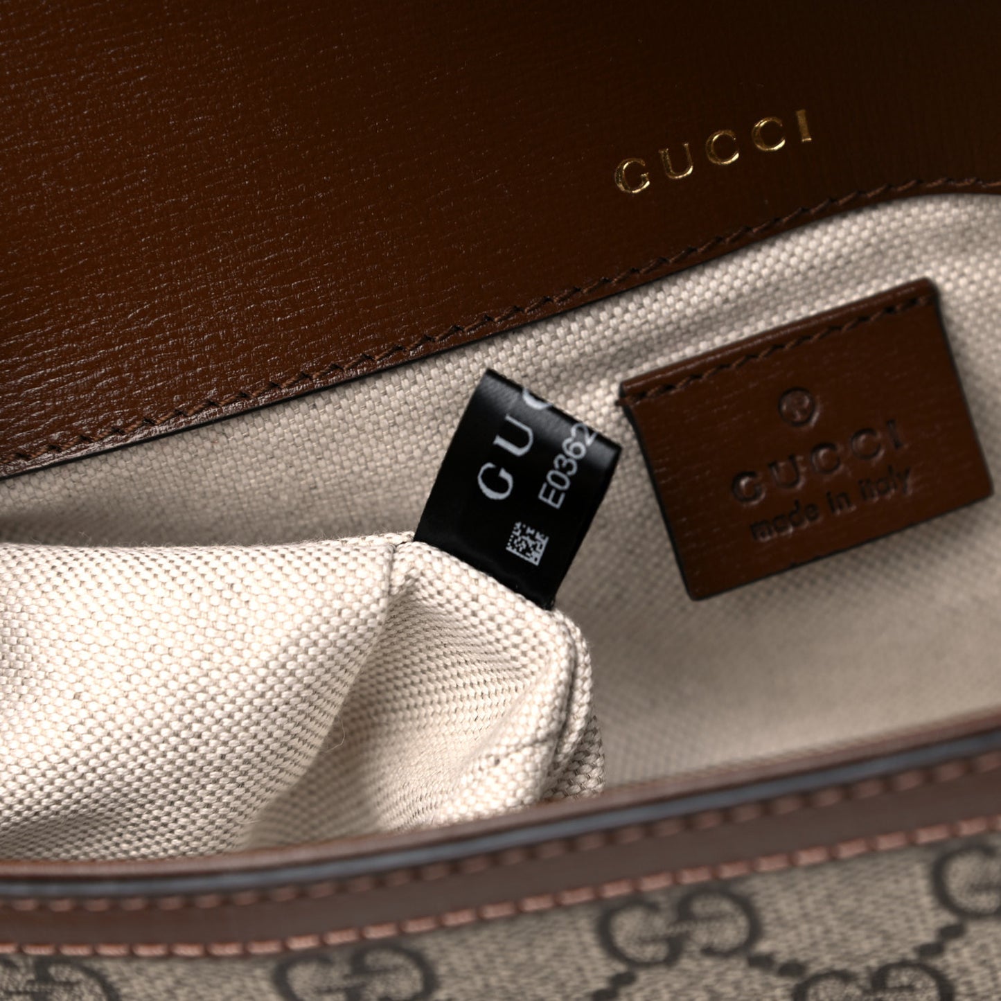 GG Supreme Monogram Web Mini Horsebit 1955 Shoulder Bag Beige Brown Sugar