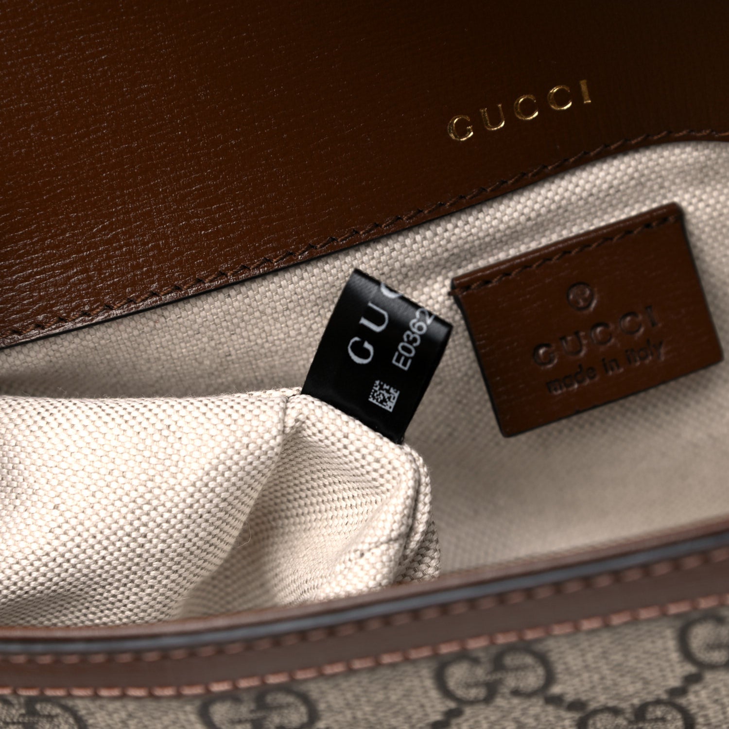Gucci GG Supreme Monogram Web Mini Horsebit 1955 Shoulder Bag Beige Brown Sugar 8 of 11