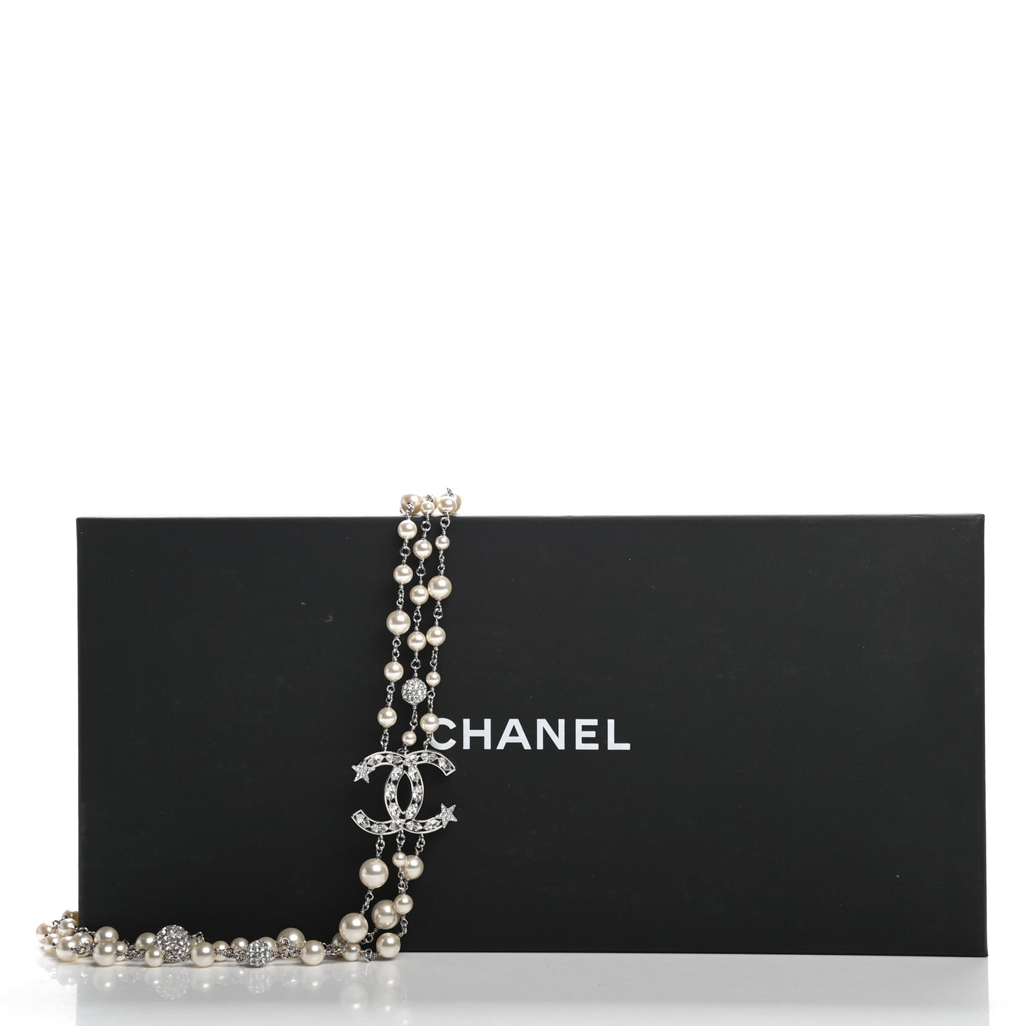 Pearl Crystal CC Starfall Multi Strand Necklace Silver