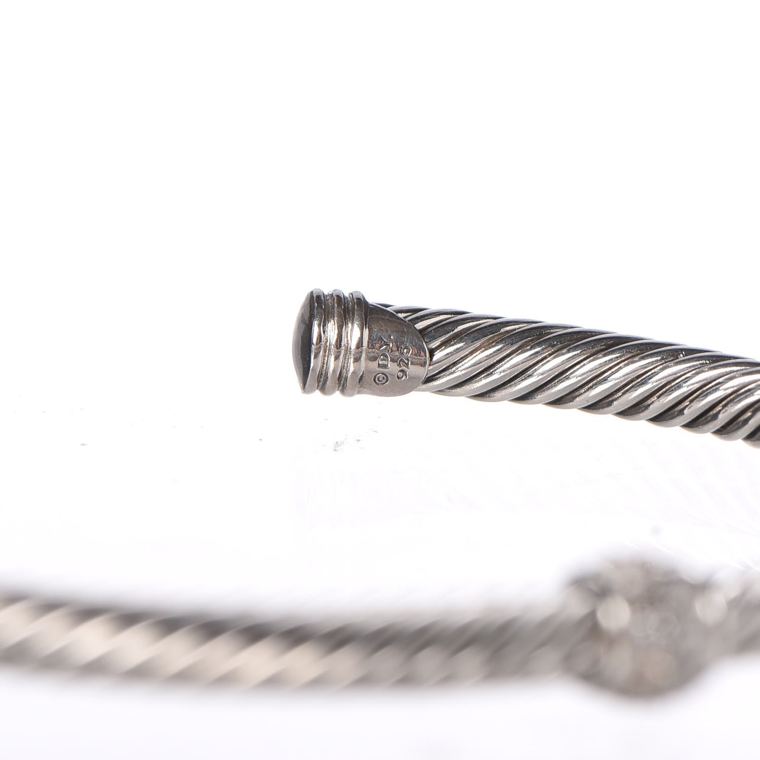 David Yurman Sterling Silver Diamond 4mm Cable Classics Single Station Bracelet 7 of 7