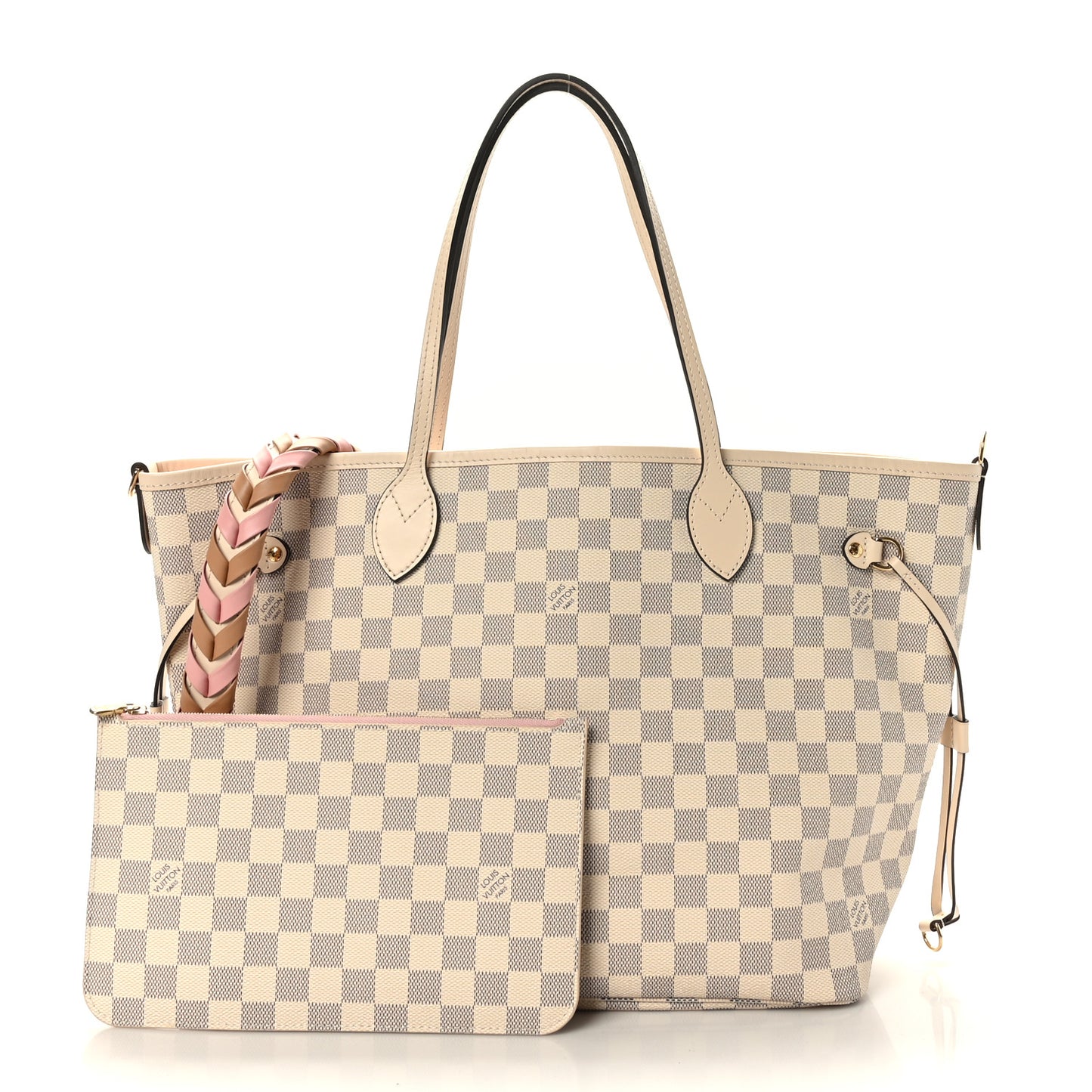 Damier Azur Braided Neverfull MM Pink