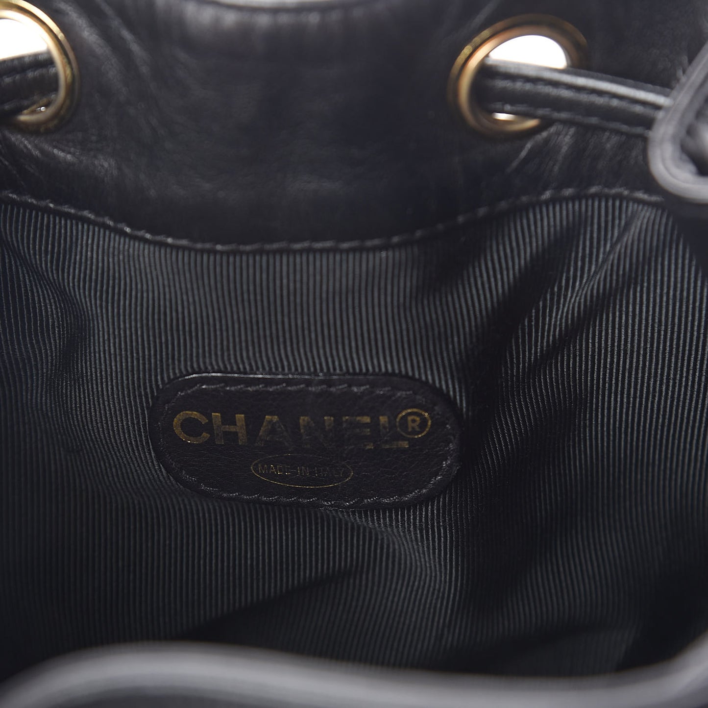 Lambskin CC Drawstring Shoulder Bag Black