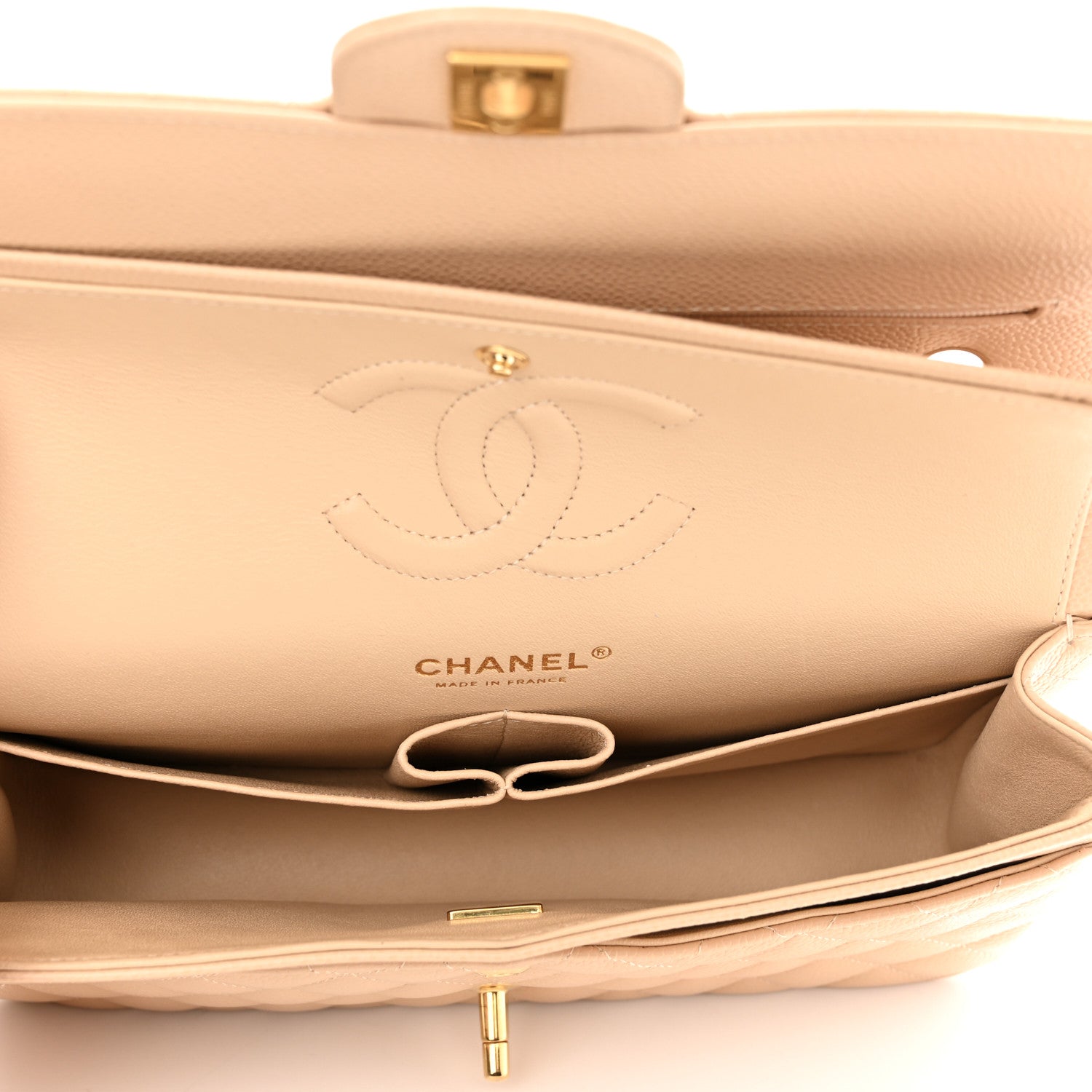 Chanel Caviar Quilted Medium Double Flap Beige Clair 5 of 10