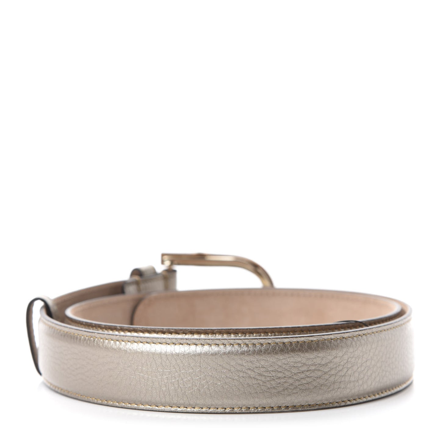 Metallic Calfskin Bamboo Buckle Belt 85 34 Golden Beige