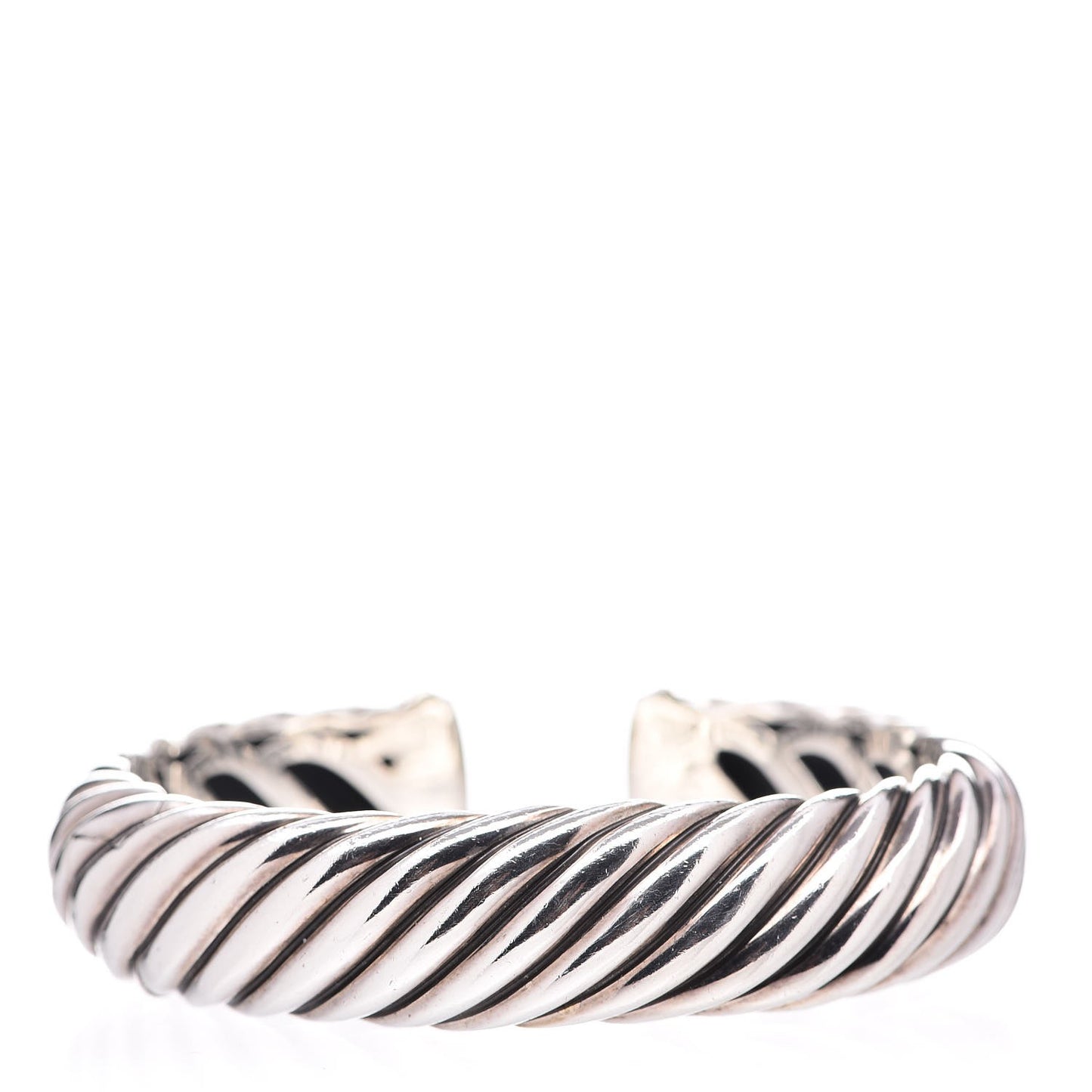 Sterling Silver 18K Yellow Gold 15mm Sculpted Cable Cuff Bracelet