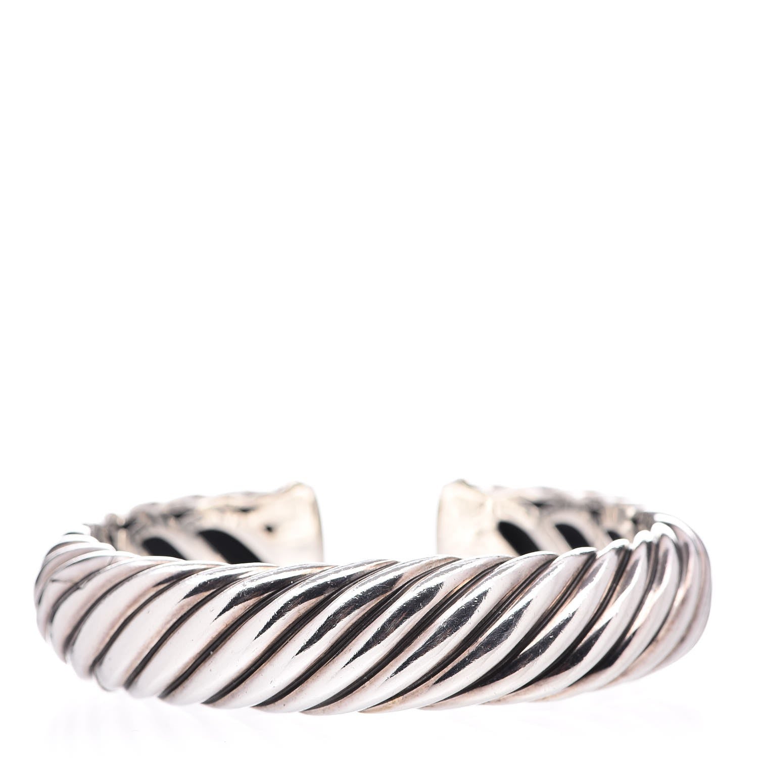 David Yurman Sterling Silver 18K Yellow Gold 15mm Sculpted Cable Cuff Bracelet 3 of 5