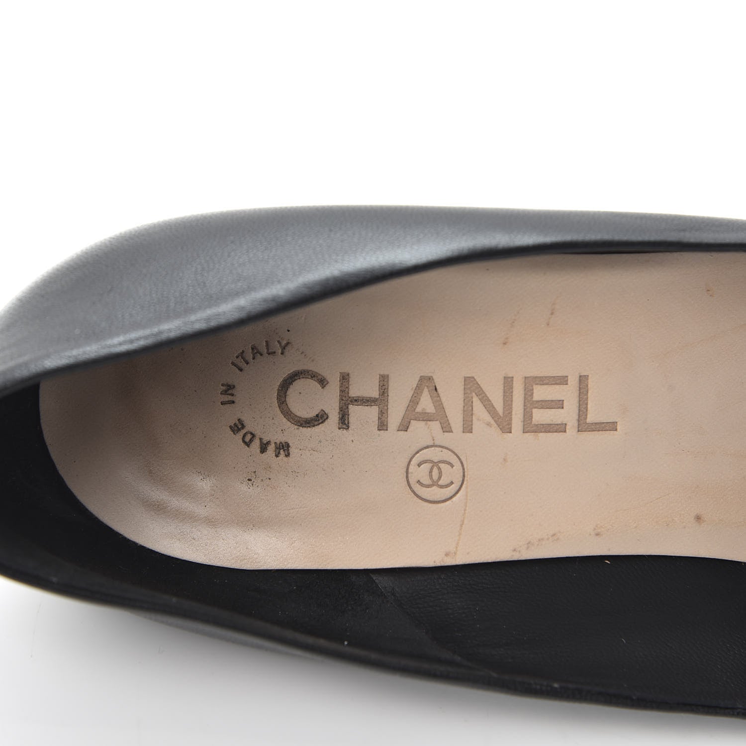 Chanel Lambskin Patent Cap Toe CC Pumps 38.5 Black 7 of 10