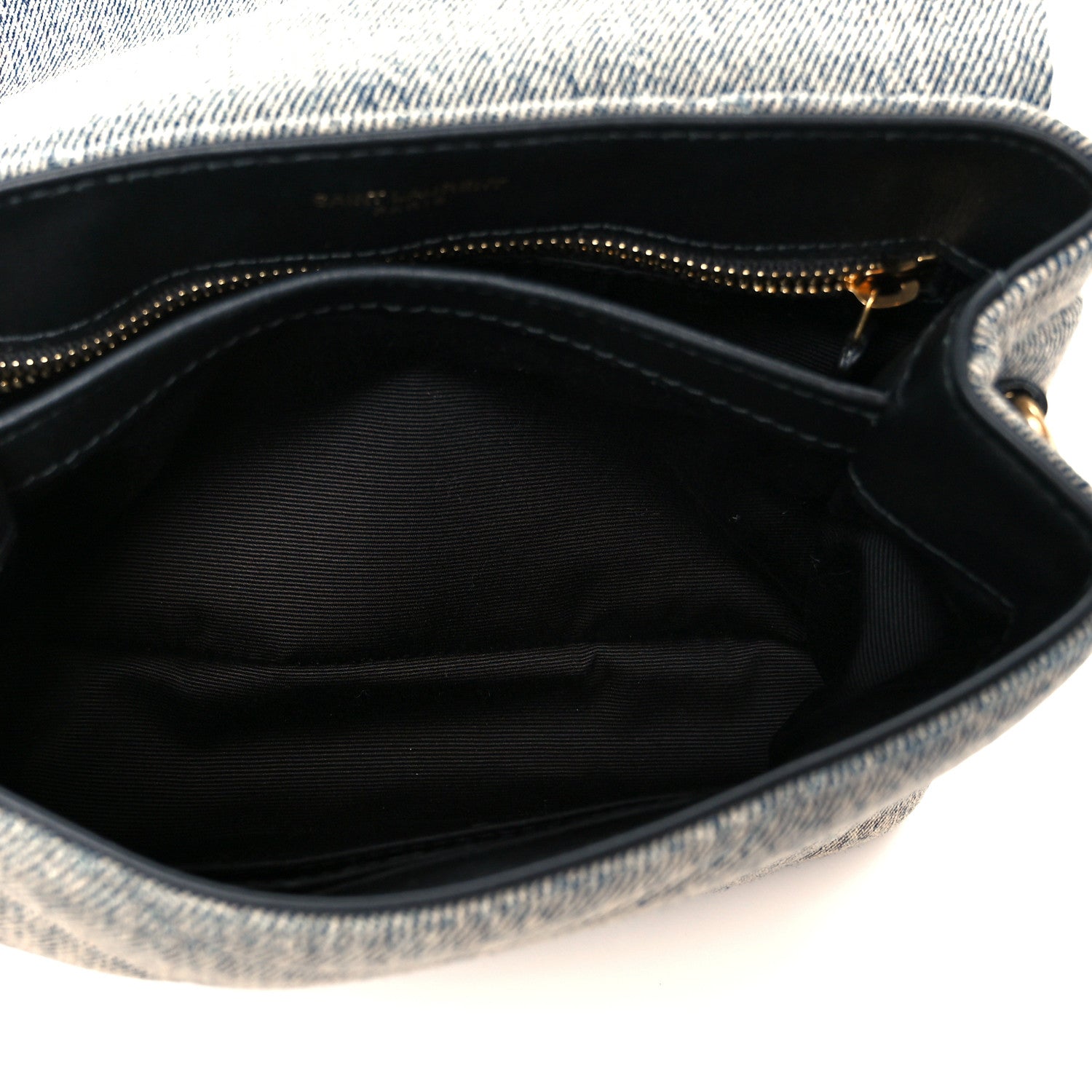 Saint Laurent Denim Y Quilted Monogram Toy Loulou Crossbody Bag Grey 5 of 11