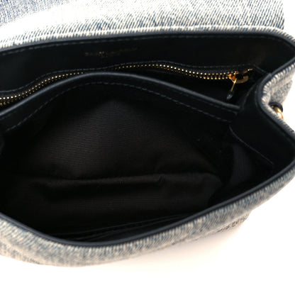 Saint Laurent Denim Y Quilted Monogram Toy Loulou Crossbody Bag Grey 5 of 11