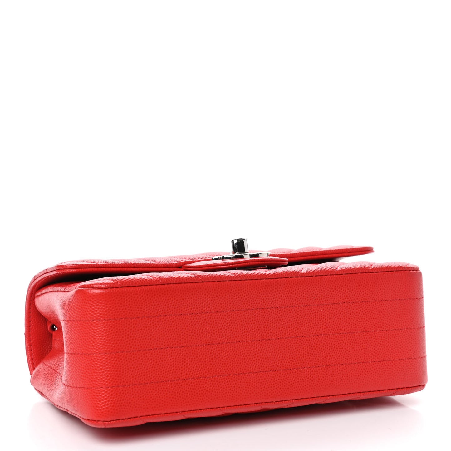 Caviar Chevron Quilted Mini Rectangular Flap Red