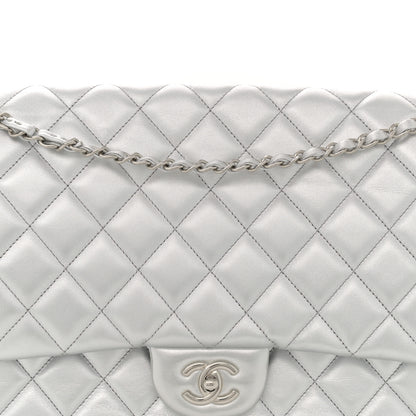 Chanel Metallic Lambskin Quilted XXL Travel Flap Bag Silver 8 of 11