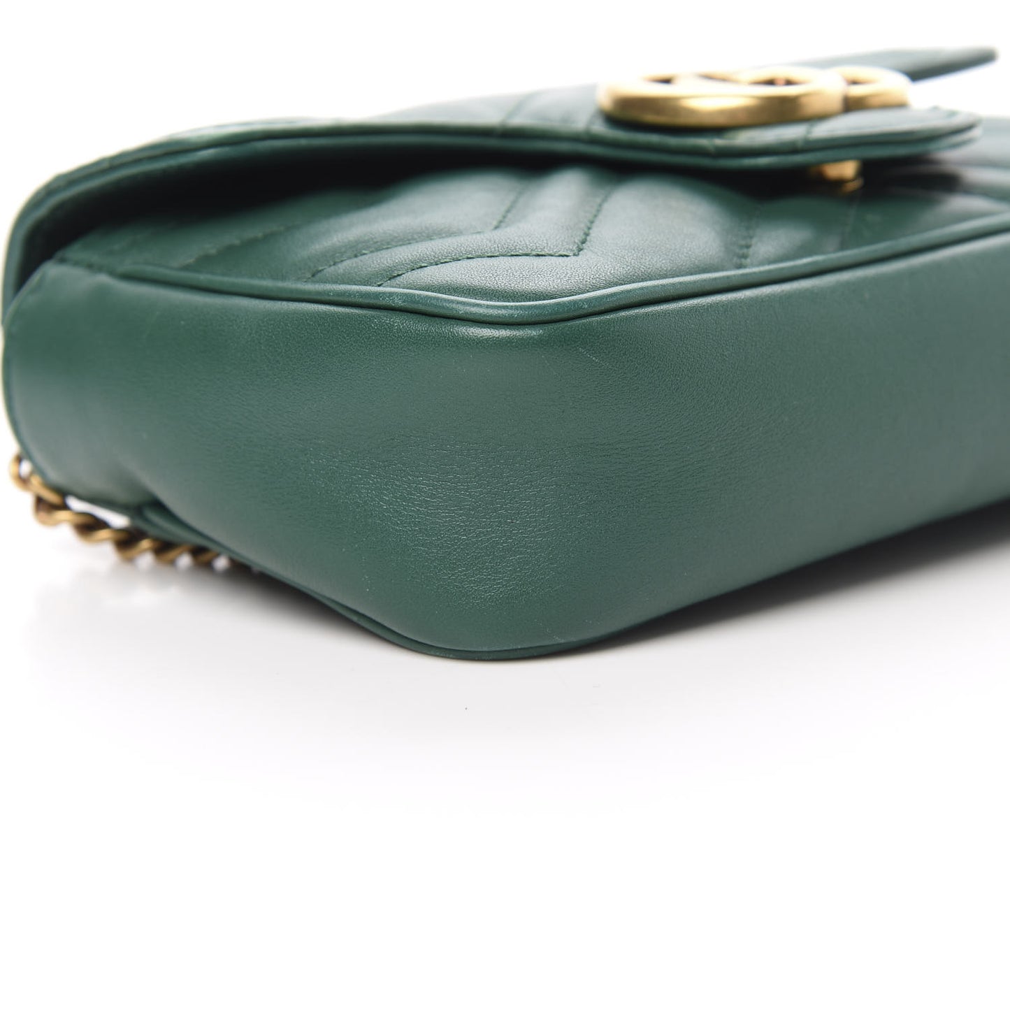 Calfskin Matelasse Super Mini GG Marmont Shoulder Bag Emerald Green