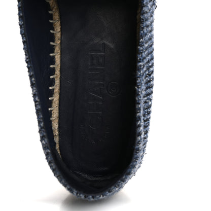 Chanel Cotton Tweed CC Espadrilles 39 Blue Ecru Black 7 of 10