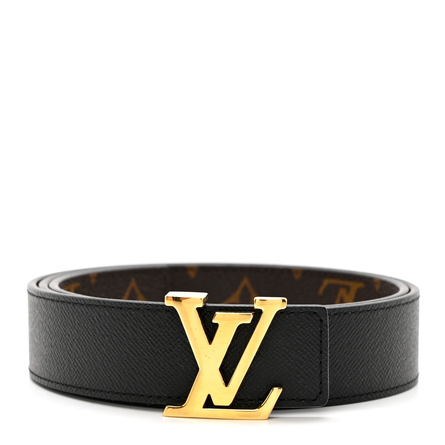 Louis Vuitton Calfskin Monogram 30mm LV Initiales Reversible Belt 80 32 Black 1 of 5