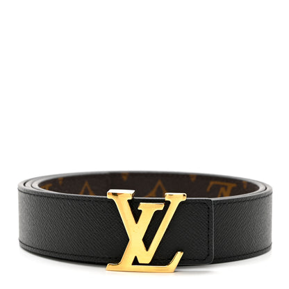 Louis Vuitton Calfskin Monogram 30mm LV Initiales Reversible Belt 80 32 Black 1 of 5