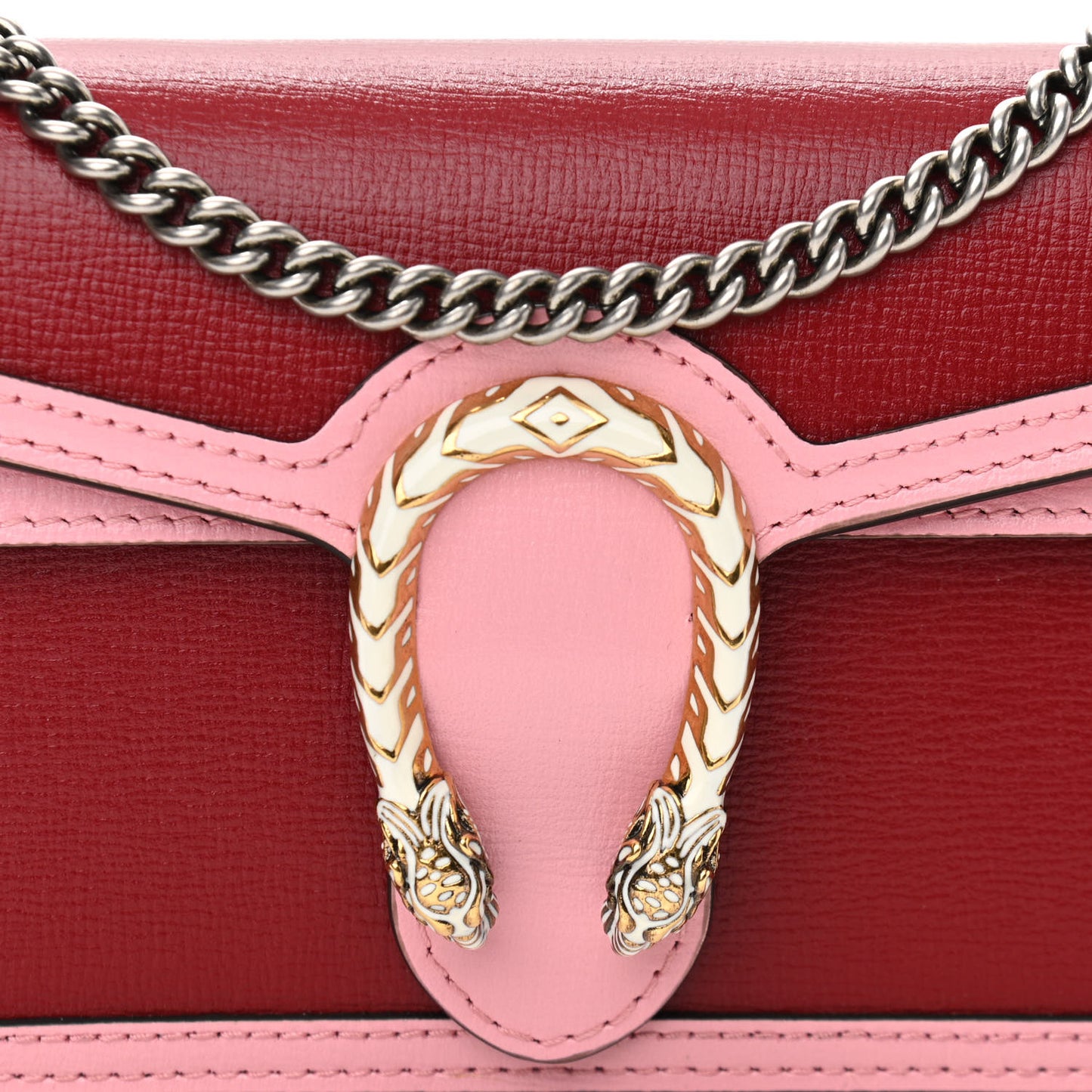 Azalea Calfskin Enamel Super Mini Dionysus Shoulder Bag New Cherry Red Wild Rose Off White