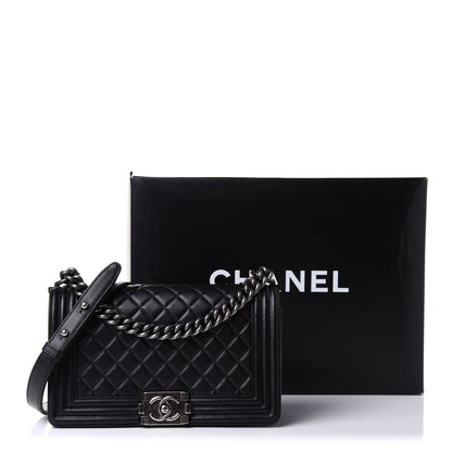 Chanel Lambskin Quilted Medium Boy Flap Black 11 of 11