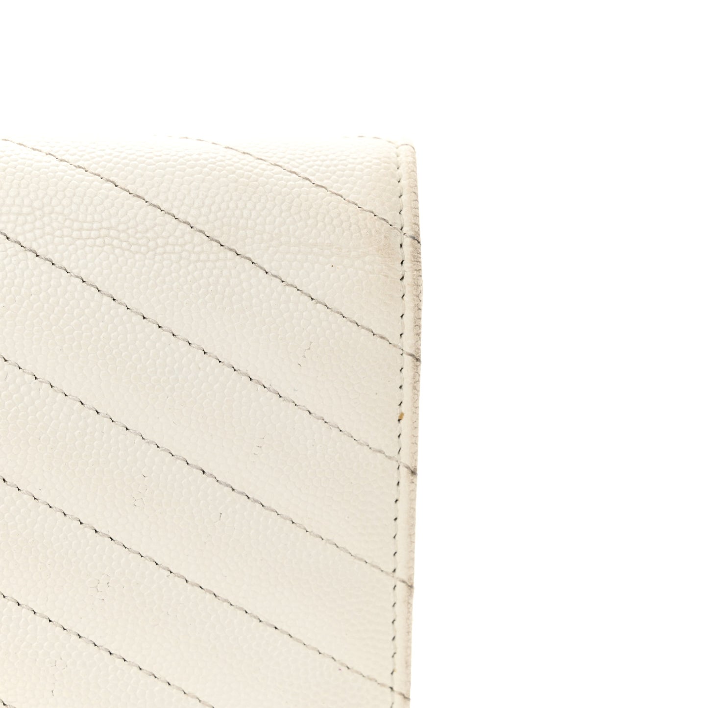 Grain De Poudre Matelasse Chevron Monogram Envelope Chain Wallet Optical White