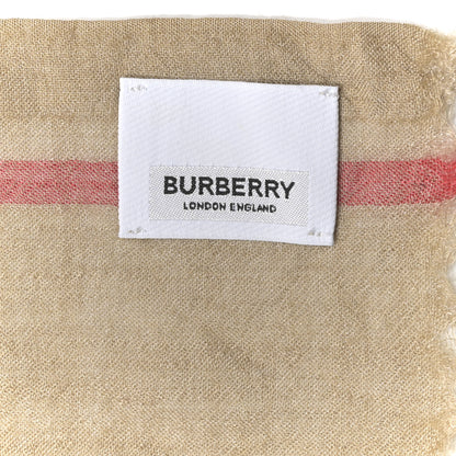 Burberry Wool Silk Gauze Giant Check Lightweight Scarf Camel 3 of 5