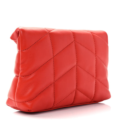 Saint Laurent Lambskin Monogram Loulou Puffer Pouch Clutch Coral 4 of 10