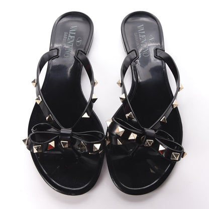Valentino Garavani PVC Jelly Rockstud Bow Thong Sandals 37 Black 5 of 9