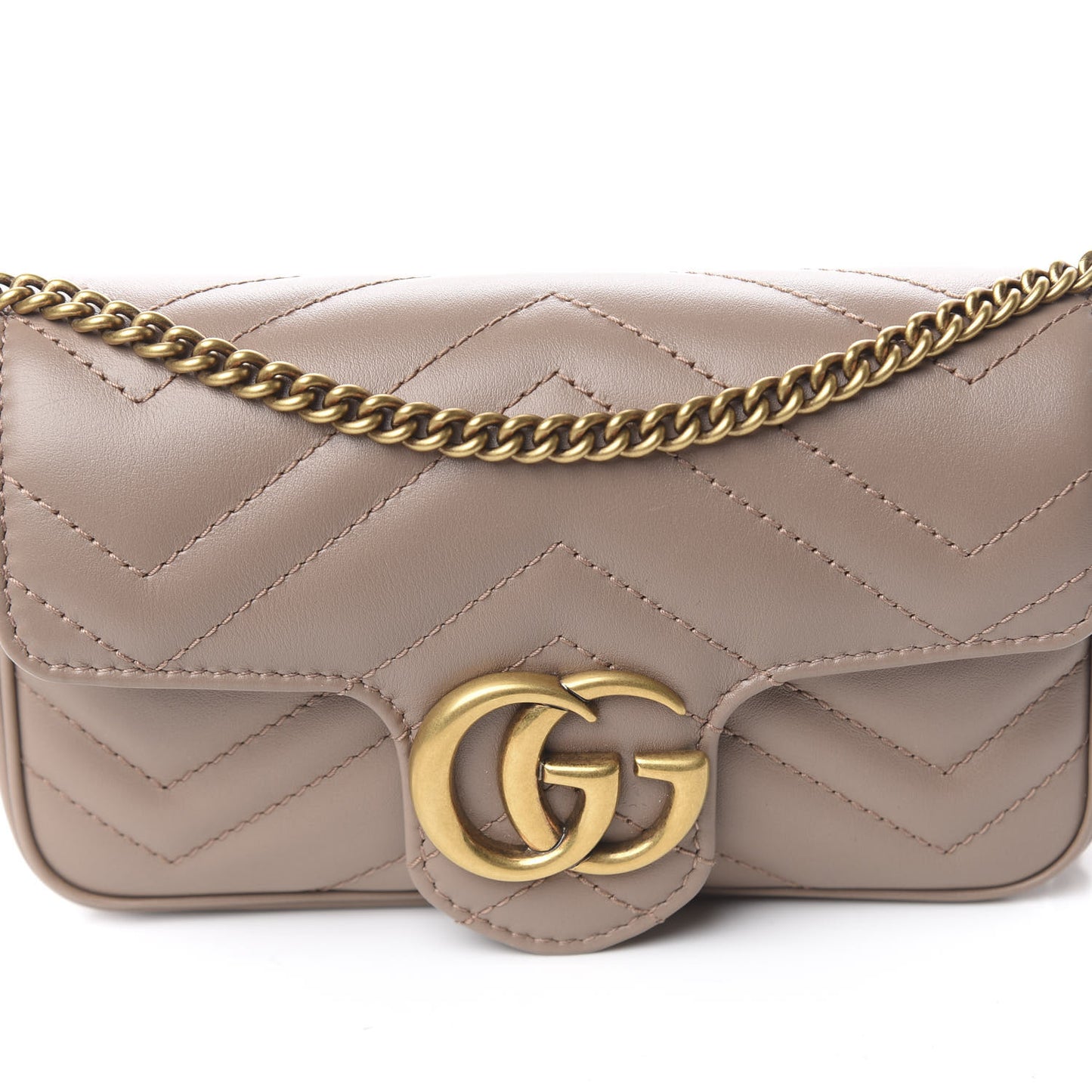 Calfskin Matelasse Super Mini GG Marmont Shoulder Bag Porcelain Rose