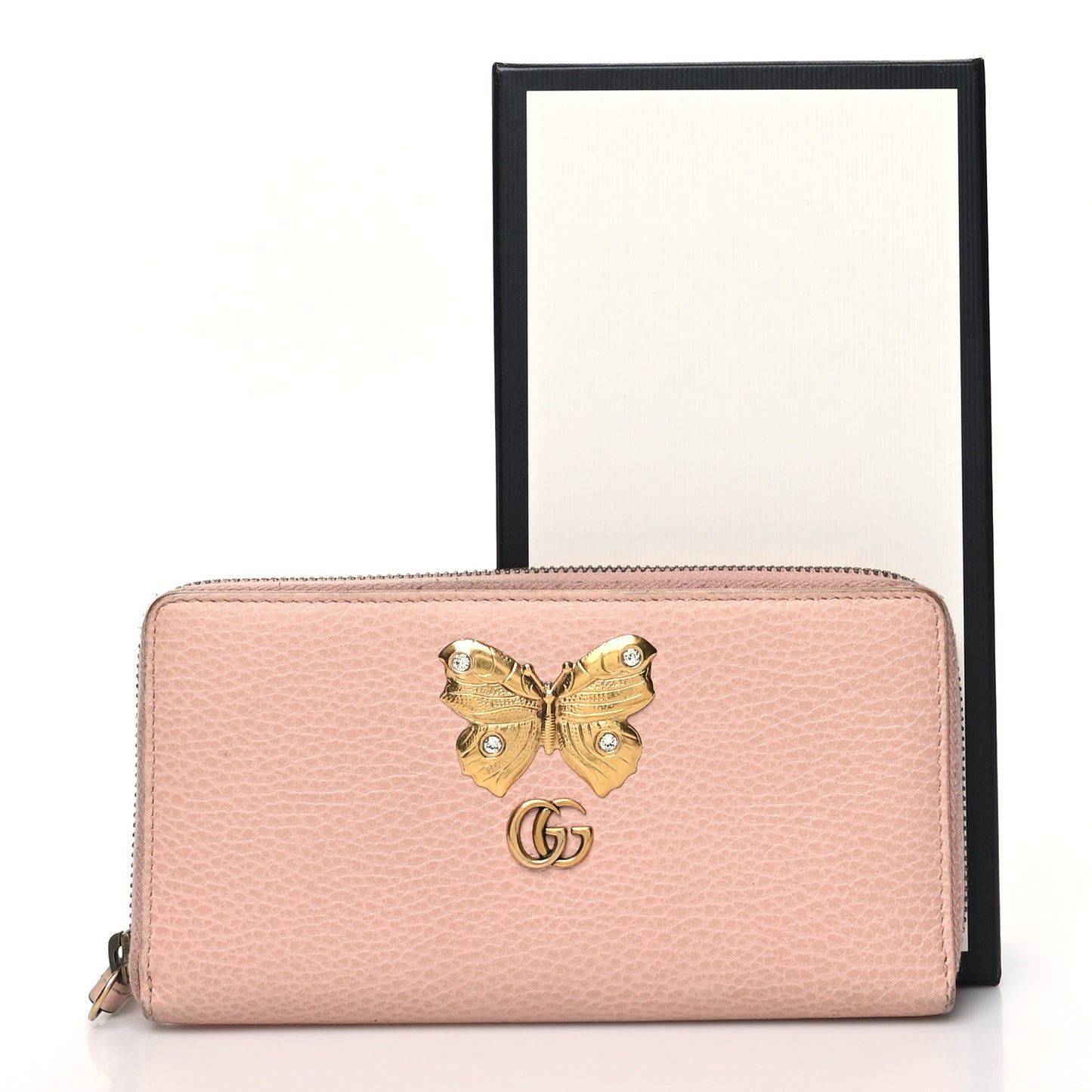 Calfskin Butterfly Farfalla Zip Around Wallet Perfect Pink