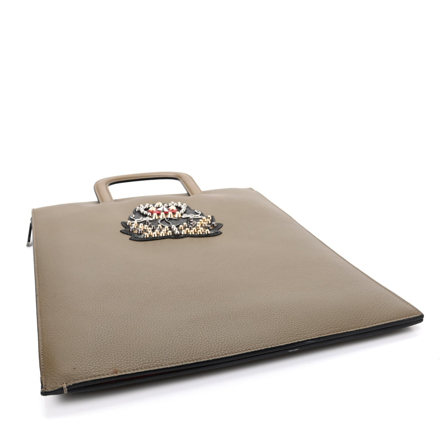 Christian Louboutin Calfskin Ecusson Large Trictrac Portfolio Bag Green 4 of 8