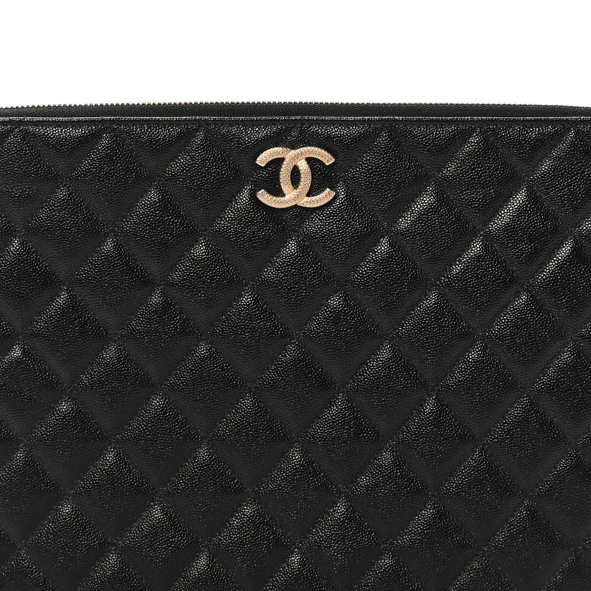 Chanel Caviar Quilted Studded CC Medium Cosmetic Case Black 8 of 9