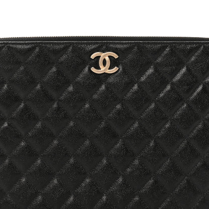 Chanel Caviar Quilted Studded CC Medium Cosmetic Case Black 8 of 9